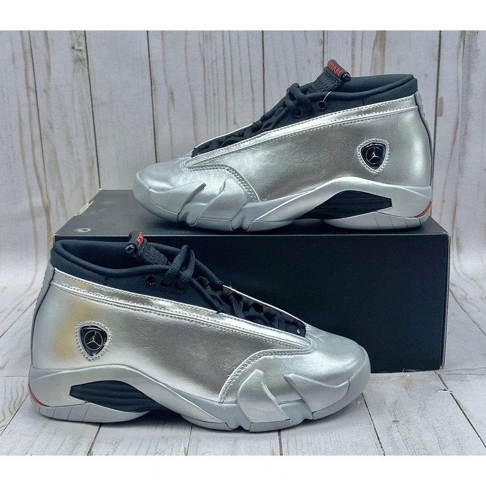 Nike Womens Air Jordan Retro 14 Low Metallic Silver Size‎ 5.5 DH4121 060